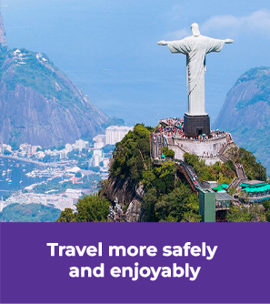 Cristo Redentor, escrito Travel more safely and enjoyably